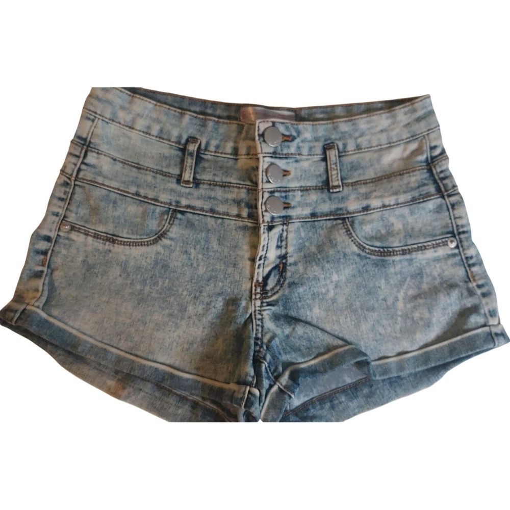 High Waisted bootie Shorts Acid Wash Juniors Casual Cute, Size 9 #196C